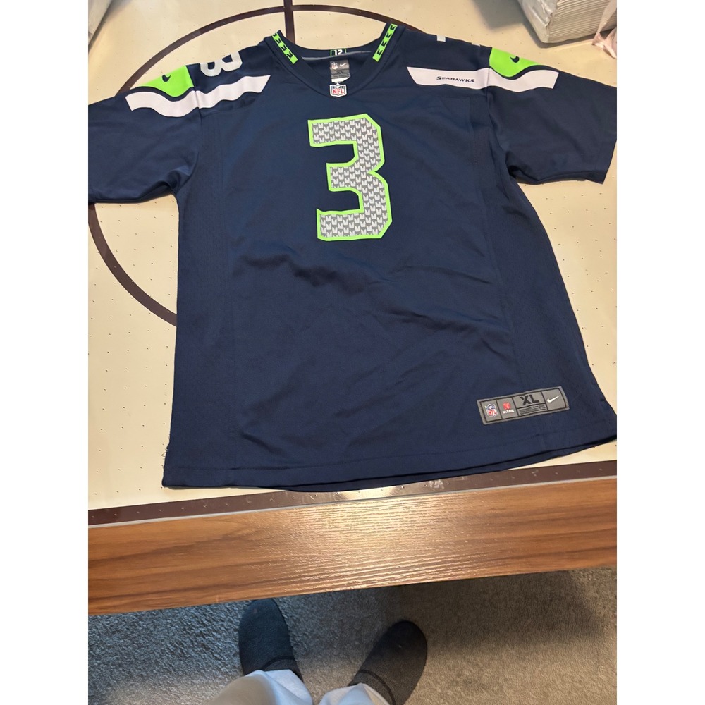 Nike Seattle Seahawks Russell Wilson 3 On Field Jersey Navy Blue Youth XL 18/20